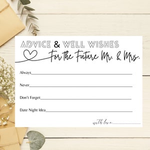 Ratschläge & gute Wünsche für die Zukunft Mr. und Mrs. Karten, 17,8 x 12,5 cm, Brautdusche, Instant Download