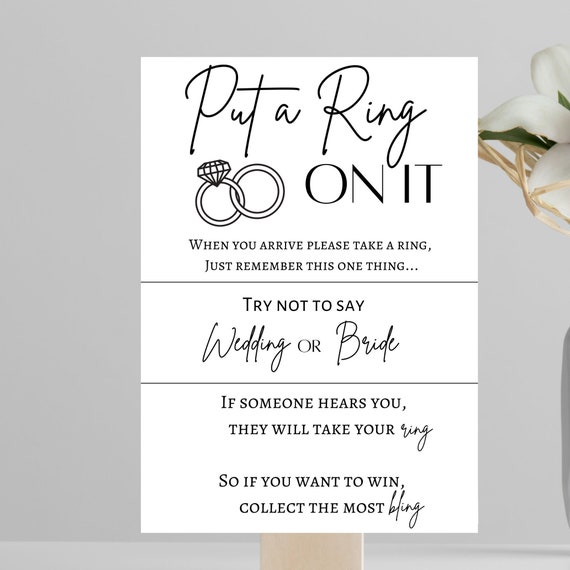 Bridal Shower Ring Game Sign 