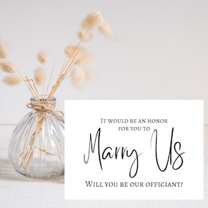 Officiant voorstel kaart, trouwofficiant voorstel, zult u onze officiant zijn?, afdrukbare minimalistische kaartsjabloon, Instant Download