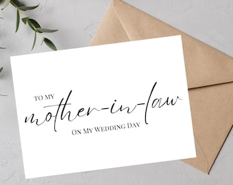 To My Mother in Law On My Wedding Day Card, Mother In Law Card, Wedding Day Card, Printable Lay Flat or Foldable Card, Instant Download