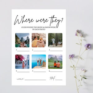 Minimalist Where Were They? Bridal Shower Game, Where Were They Game with Photos, Printable Bridal Shower Games, Instant Download