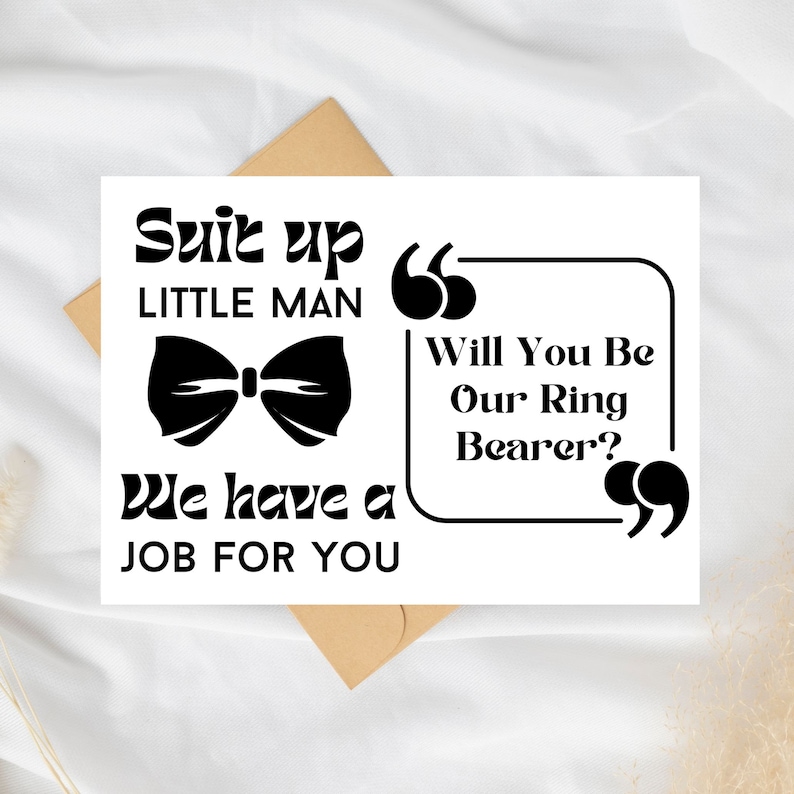 Ring Bearer Proposal Card, Printable Ring Bearer Proposal Lay Flat Card, Suit up Little Man Card ...