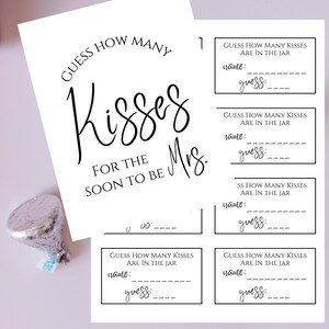 Guess How Many Kisses Bridal Shower Game Set - 50 Cards & 1 Sign For Wedding Parties & Celebrations - View #5