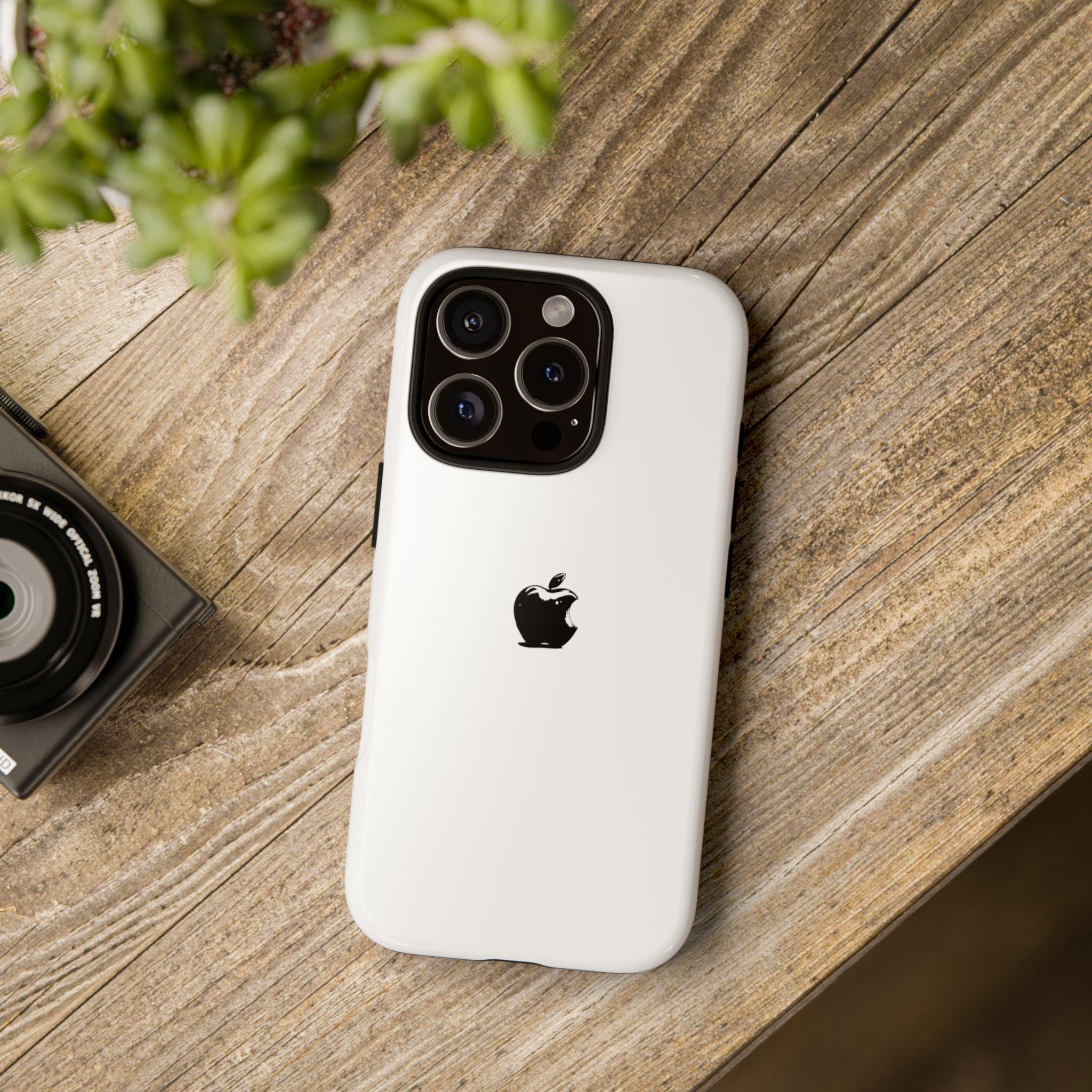 Minimalist iPhone Case | White Case With Black Apple Logo
