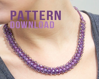 Allure Seed Bead and Crystal Flat Spiral Necklace Beading Pattern Download PDF