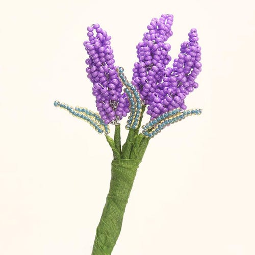 Beaded Lavender French Beaded Flower Brooch Pattern PDF Download
