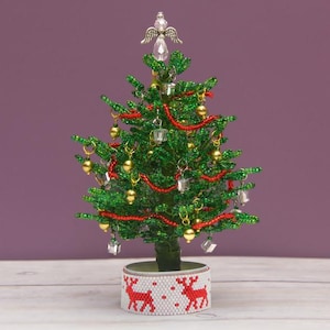 Decorazione per albero di Natale con perline Let It Snow con base in punto peyote - Modello perline - Ornamento natalizio