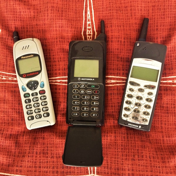 Vintage Motorola International 8800 plus two other mobile phones