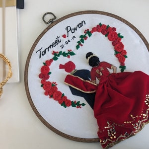 Personalised Indian Wedding Date Embroidery Hoop Gift. Custom Made Anniversary, Milestone, Birthday, Celebration etc Gift