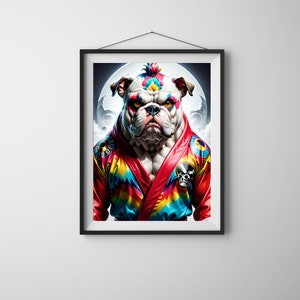 Set of 2- Gamer Bulldog Digital Wall Art V3, digital gaming print, gamer prints, gamer decor, boys room prints decor, poster wall art