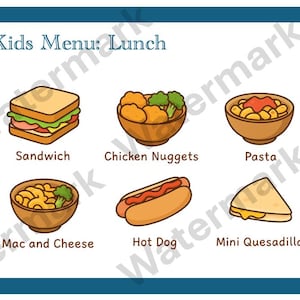 Toddler and Kids Printable Lunch Menu
