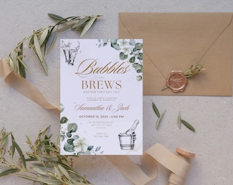 Couple Shower Invitations | Editable Couples Wedding Shower Invitation | Bubbles & Brews Before They Say I Do