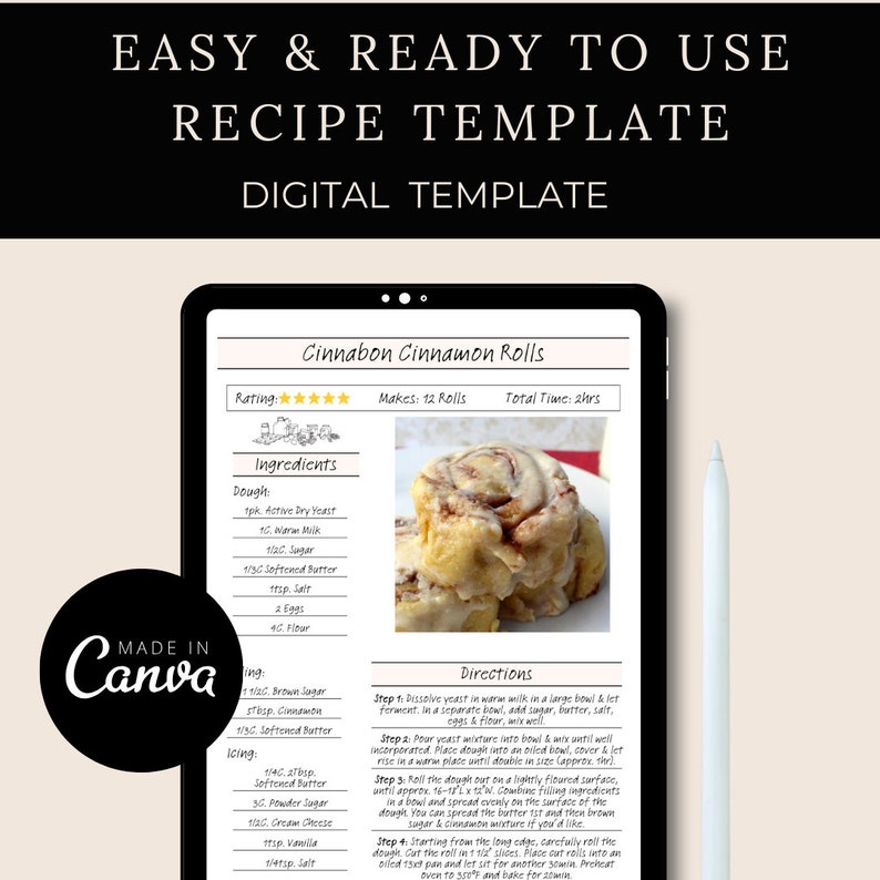 Canva Recipe Template Digital Recipe Book Recipe Template Etsy Canva Recipe Template Digital Recipe Book Recipe Template Etsy