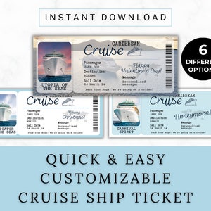 EDITABLE Cruise Ticket Template, Customizable Cruise Boarding Pass, Cruise Ticket Vacation, Surprise Trip, Travel Ticket Gift