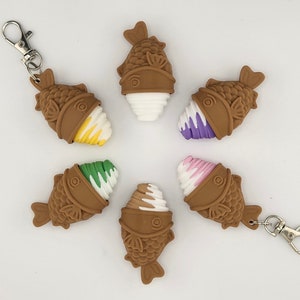 Taiyaki Ice Cream Mechanical Keyboard Fidget Toy: Stress Relief Keychain