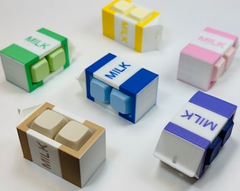 Milk Carton Fidget Toy Keychain: Clicky Clacky Mechanical Keyboard