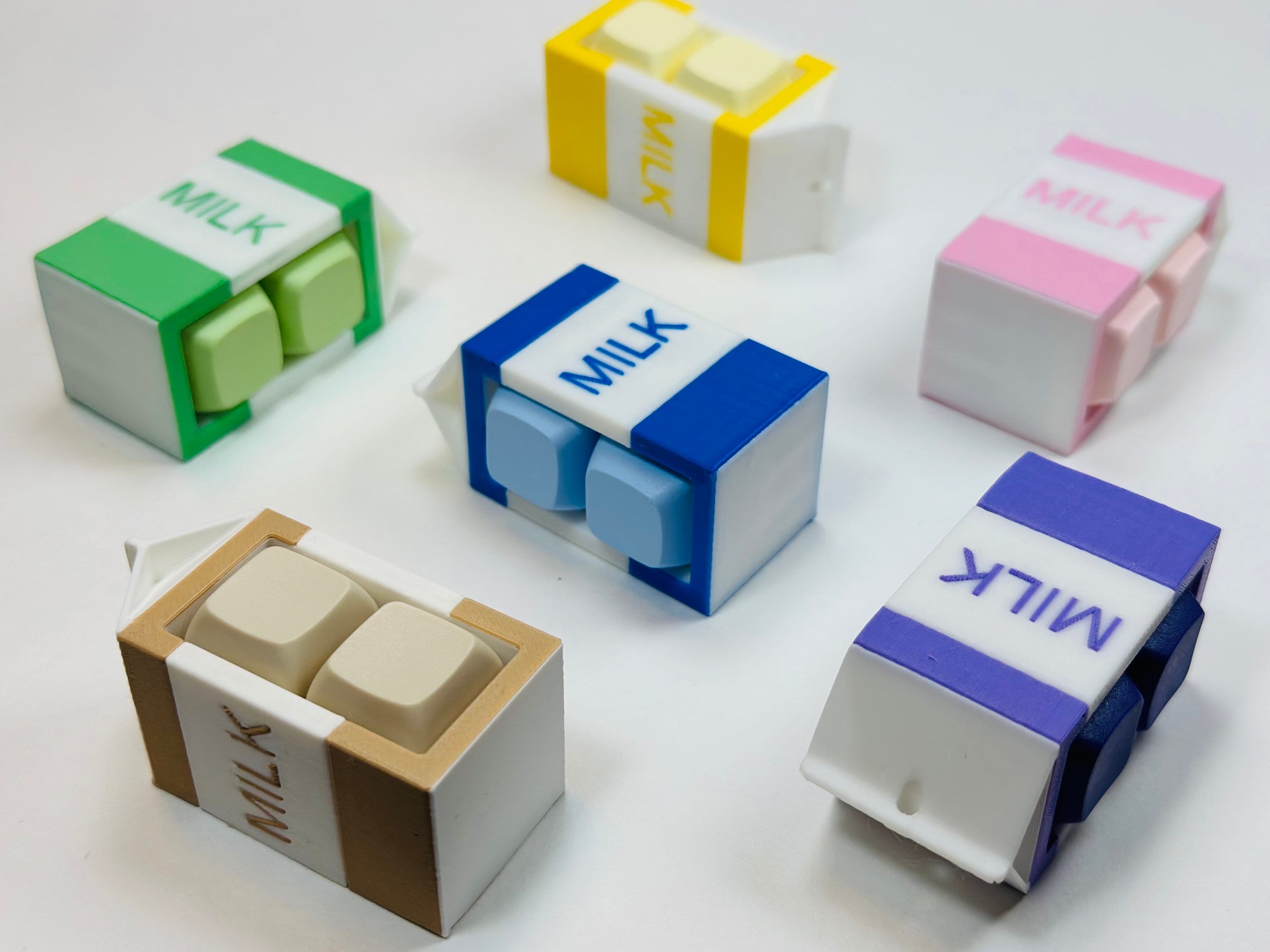 Milk Carton Fidget Toy Keychain: Clicky Clacky Mechanical Keyboard