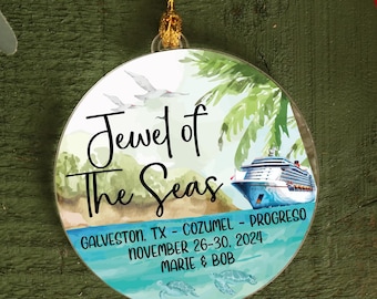 Personalized Cruise Ornament, Acrylic Vacation Keepsake, Ship Boat Name Sea Travel Gift