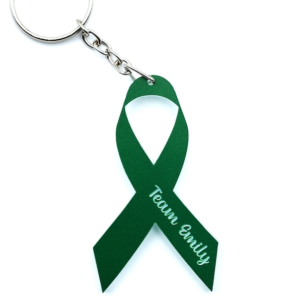Liver Cancer Ribbon Acrylic Keychain, Custom Liver Cancer Warrior Team Gift,Emerald Green Ribbon Keychain,Liver Cancer Awareness Giving Gift
