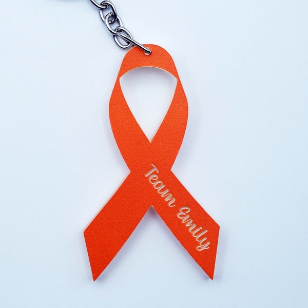 Orange Leukemia Awareness Ribbon Acrylic Keychain, Custom Gift Giving, Leukemia Warrior Team Gift,Personalized Leukemia Cancer Awareness Key