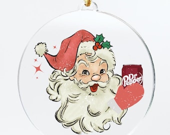 Santa Dr Pepper Ornament, Personalized Soda Lover Tree Hanger, Funny 2026 Decoration