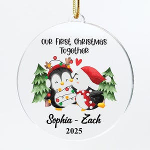 Penguin Couple Christmas Ornament, First Christmas Together, Engagement Gift