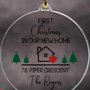 Personalized New Home Christmas Ornament, Acrylic Home Address Keepsake, Our First House Decor