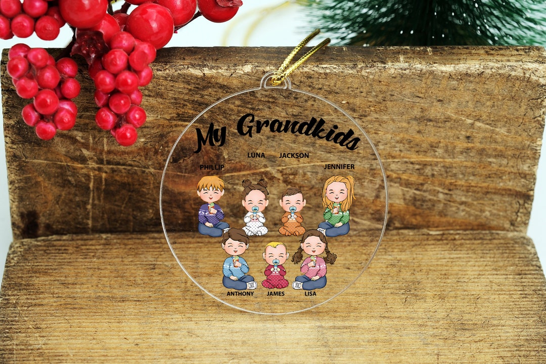 My Grandkids Personalized Acrylic Ornament, Custom Cute Grandkids Christmas Keepsake,christmas ...