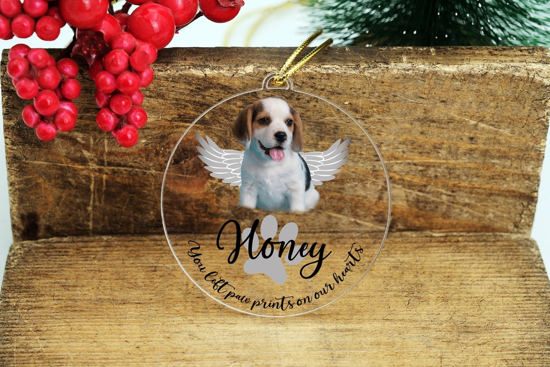 Personalized Pet Memorial Photo Ornament, Angel Dog Portrait, Custom ...