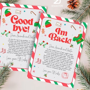 Carta de elfo editable, carta de llegada, carta de regreso, carta de Navidad de regreso, carta de despedida, plantilla Canva 0125CH