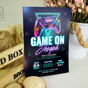 Uitnodiging voor feest videogame, bewerkbare afdrukbare gamer verjaardagsuitnodiging, Evite-sjabloon, Gaming, Game Party, Instant Download