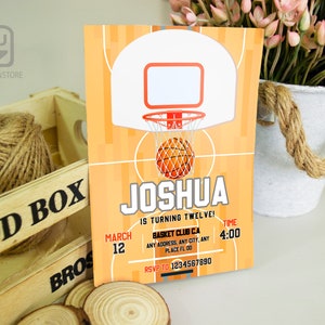invitation de basket-ball modifiable, invitation d'anniversaire de basket-ball, invitation d'anniversaire de basket-ball, invitation de téléchargement numérique de basket-ball
