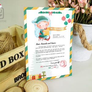 Lettre modifiable d'arrivée pour garçons elfes, lettre de retour elfes, je suis de retour, lettre de retour elfes de Noël, lettre de retour elfes, téléchargement 031
