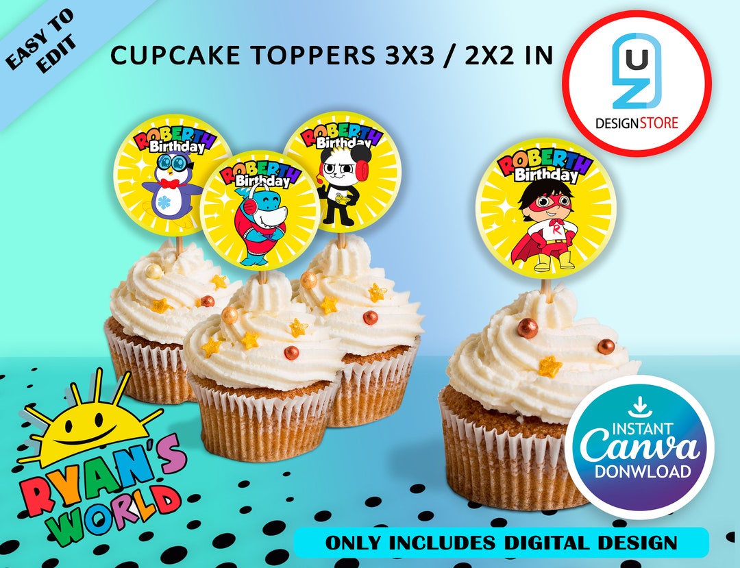 Ryan World Cup Cakes Toppers Ryan World Decorations Ryan - Etsy