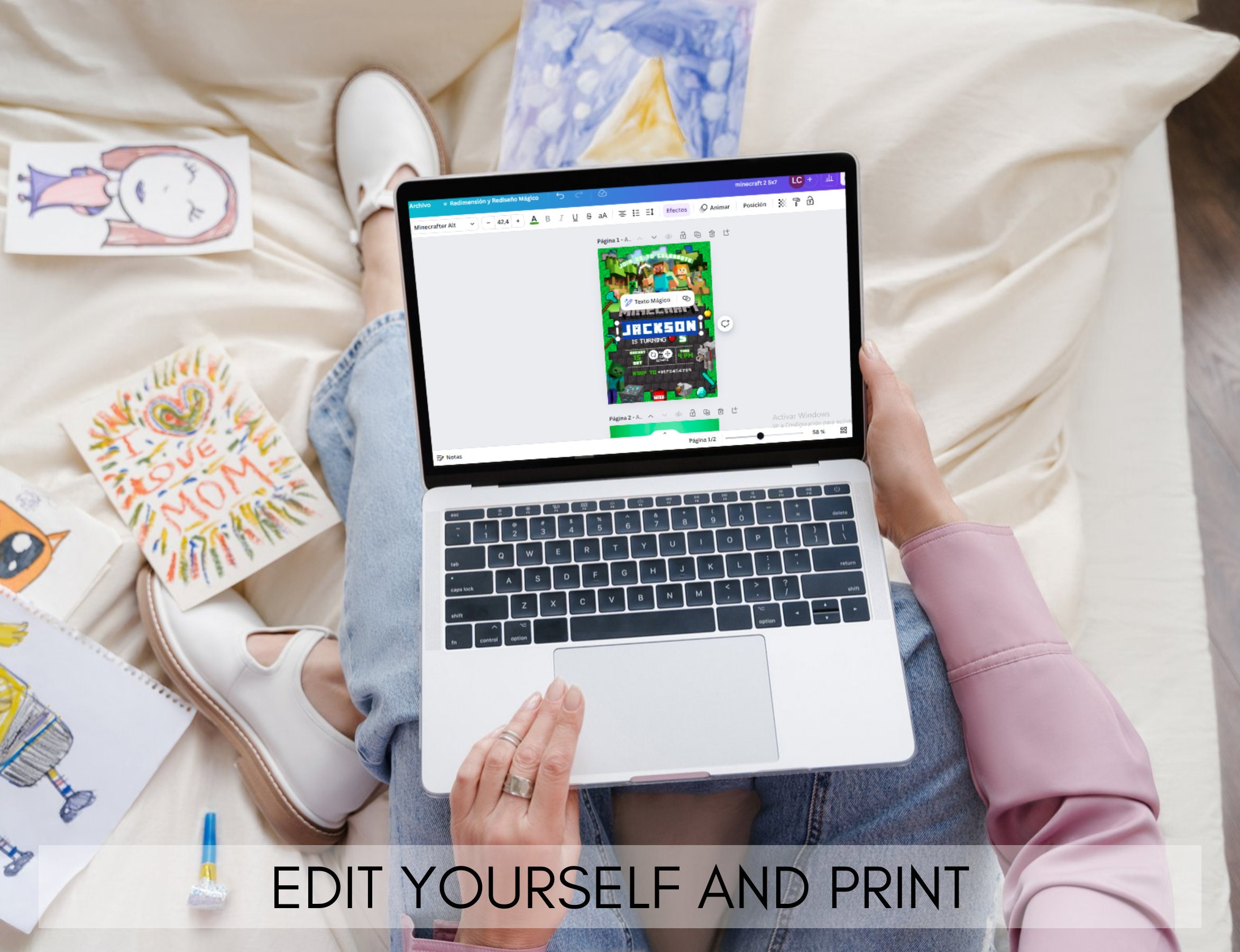 Canva Minecraft Party Invite