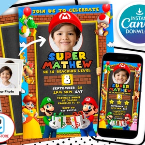 Super Mario Birthday Invitation | Birthday Invitation | Super Mario Invitation | Editable Printable Mario Invitation Birthday Template