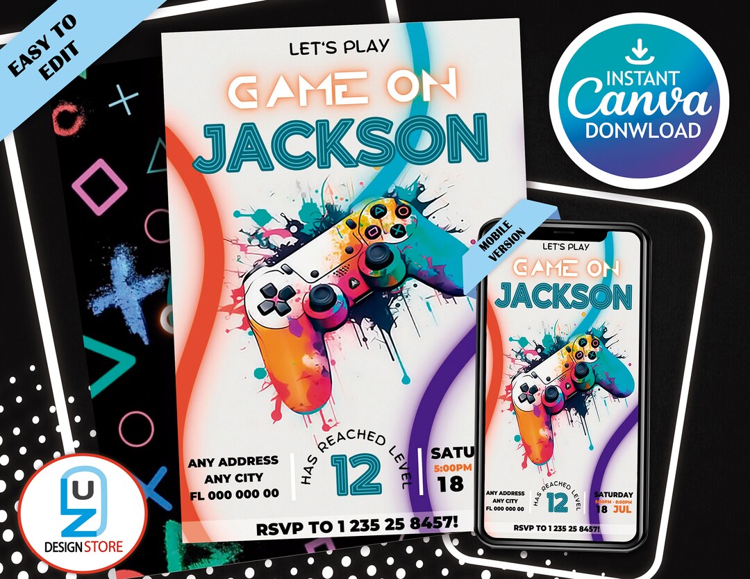 Video Game Birthday Invitation Template Video Game - Etsy