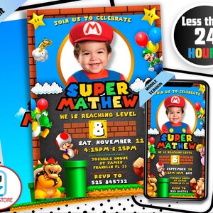 Super Mario Birthday Invitation | Birthday Invitation | Super Mario Invitation | Editable Printable Mario Invitation Birthday Template