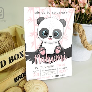 Panda babyshoweruitnodiging, we kunnen wachten babyshower bewerkbare uitnodiging, direct downloaden, genderneutraal, afdrukbare uitnodiging, BD144