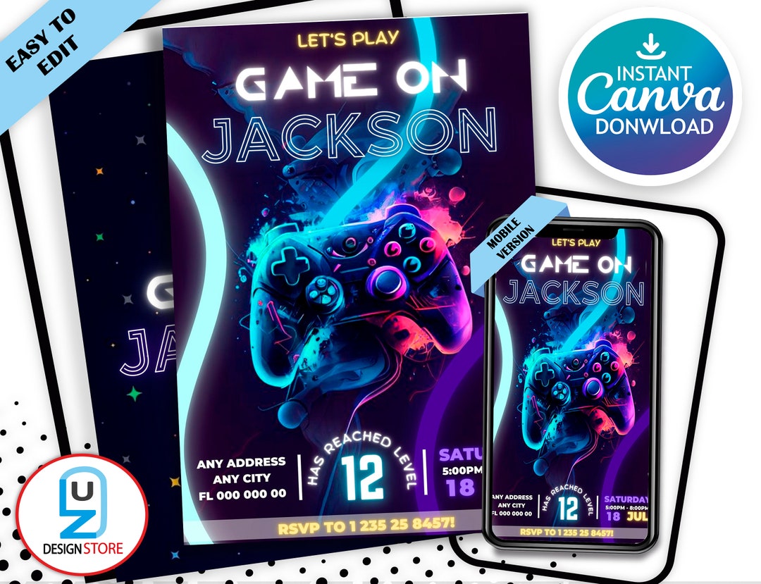 Video Game Birthday Invitation Template Video Game - Etsy