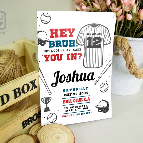 Baseball Birthday Party Invitation, Baseball Corjl Editable Invite, Baseball Party Invite, Baseball Sport flyer, boy party, sport invite