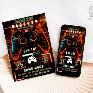 Videospiel Party Einladung, bearbeitbare druckbare Gamer Geburtstag einladen, Evite Vorlage, Gaming, Spielparty, Sofort Download