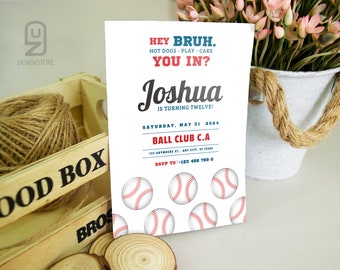 Baseball Birthday Party Invitation, Baseball Corjl Editable Invite, Baseball Party Invite, Baseball Sport flyer, boy party, sport invite