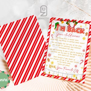 Carta de elfo editable, carta de llegada, carta de regreso, carta de Navidad de regreso, carta de despedida, plantilla Canva 0125CH
