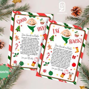 Carta de elfo editable, carta de llegada, carta de regreso, carta de Navidad de regreso, carta de despedida, plantilla Canva 0125CH