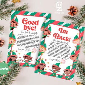 Carta de elfo editable, carta de llegada, carta de regreso, carta de Navidad de regreso, carta de despedida, plantilla Canva 0125CH