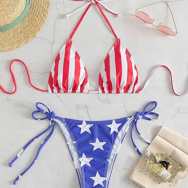 American Flag Bikini Etsy