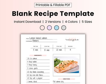 Diario de recetas en blanco imprimible, plantilla de libro de recetas imprimible, carpeta de recetas digital, minimalista, notabilidad de goodnotes ipad pdf rellenable