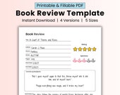 Book review template printable, book review printable, goodnote book review, book club printables, Noteworthy, Notability, reading log, ipad