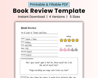 Book review template printable, book review printable, goodnote book review, book club printables, Noteworthy, Notability, reading log, ipad